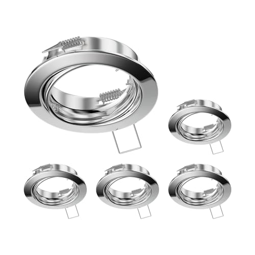 ledscom.de 5 Stück Deckeneinbaurahmen FERE, rund, schwenkbar, chrom glänzend von ledscom.de
