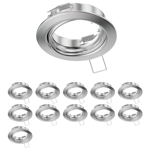 ledscom.de 12 Stück Deckeneinbaurahmen FERE, rund, schwenkbar, aluminium matt von ledscom.de