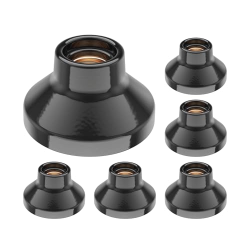 ledscom.de 6 Stück Deckenleuchte/Lampenfassung ELEKTRA, Porzellan, schwarz glänzend, 1x E27 max. 300W von ledscom.de