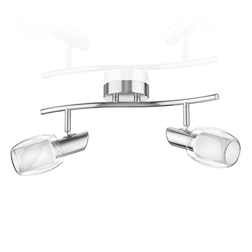 ledscom.de Deckenleuchte ELERA, 2-flammig, edelstahl matt, 2x E14 max. 25W, Deckenstrahler, Deckenlampe, Wohnraum, Innen, Metall, Aluminium, Edelstahl, Design, Wechselbar, Austauschbar, Glas von ledscom.de