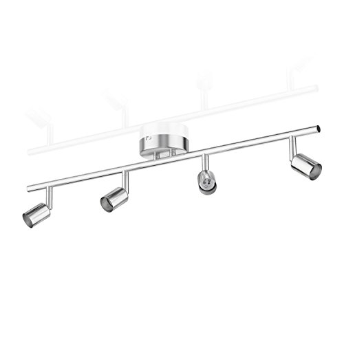 ledscom.de Deckenleuchte LUNARA, 4-flammig, edelstahl matt, 4x GU10 max. 25W, Deckenbeleuchtung, Innenraumleuchte, Anpassbare Beleuchtung, Metalldeckenlampe, Beleuchtungssystem von ledscom.de