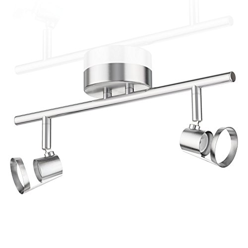 ledscom.de Deckenleuchte LEONIS, 2-flammig, edelstahl matt, 2x GU10 max. 25W, Deckenstrahler, Deckenlampe, Wohnraum, Innen, Metall, Aluminium, Edelstahl, Design, Wechselbar, Austauschbar, Gebürstet von ledscom.de