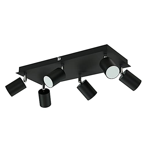 ledscom.de Deckenstrahler WAIKA, sechsflammig, schwarz, matt + GU10 LED Lampen 3-Stufen Dimmen: je max. je 609lm weiß von ledscom.de