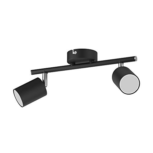 ledscom.de Deckenstrahler WAIKA, zweiflammig, schwarz, matt + GU10 LED Lampen 3-Stufen Dimmen: je max. je 609lm weiß von ledscom.de