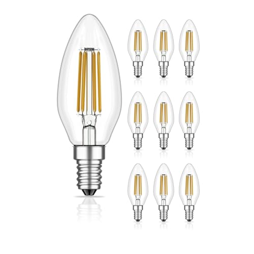 ledscom.de 10 Stück E14 LED Leuchtmittel, Kerze, warmweiß (2700 K), 3,7 W, 452lm von ledscom.de
