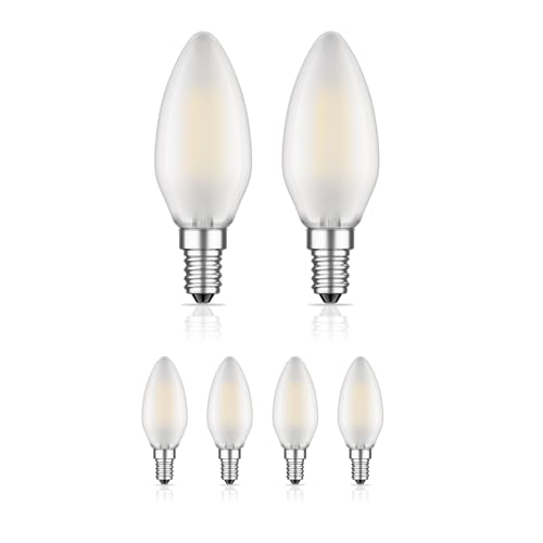 ledscom.de 6 Stück E14 LED Leuchtmittel, Kerze, warmweiß (2700 K), 4,3 W, 424lm, gefrostet von ledscom.de