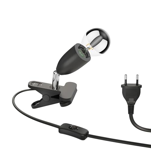 ledscom.de E27 Klemmleuchte LIK, schwarz inkl. E27 Kopfspiegel Lampe 461lm warmweiß von ledscom.de