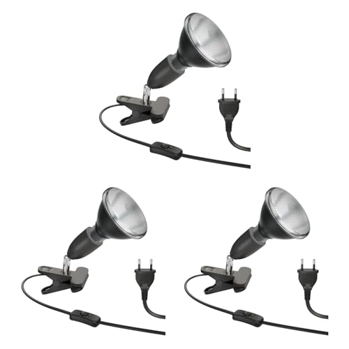 ledscom.de 3 Stück E27 Klemmleuchte LIK, schwarz inkl. PAR38 LED Reflektor-Lampe schwarz 1379lm weiß von ledscom.de