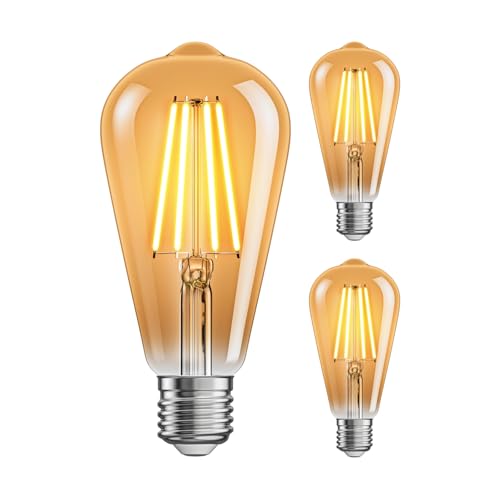 ledscom.de 3 Stück E27 LED Leuchtmittel, ST64, extra warmweiß (2500 K), 7,2 W, 814lm, 3-Stufen-Dimmer, goldfarben ledscom.de 3 Stück E27 LED Leuchtmittel, ST64, extra warmweiß (2500 K), 7,2 W, 814lm, 3-Stufen-Dimmer, goldfarben von ledscom.de