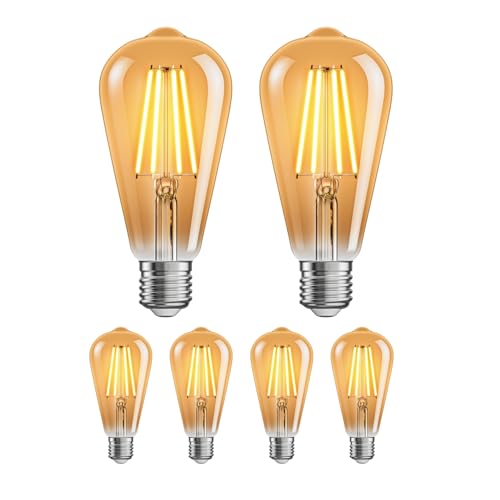 ledscom.de 6 Stück E27 LED Leuchtmittel, ST64, extra warmweiß (2500 K), 7,2 W, 814lm, 3-Stufen-Dimmer, goldfarben ledscom.de 6 Stück E27 LED Leuchtmittel, ST64, extra warmweiß (2500 K), 7,2 W, 814lm, 3-Stufen-Dimmer, goldfarben von ledscom.de