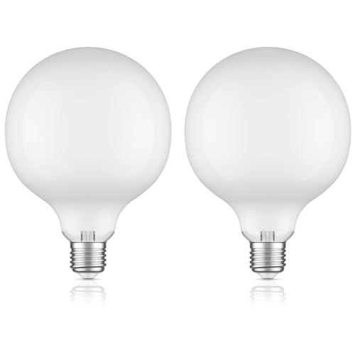 ledscom.de 2 Stück E27 LED Leuchtmittel, G125, warmweiß (2700 K), 4 W, 550lm, Milchglas extra matt von ledscom.de