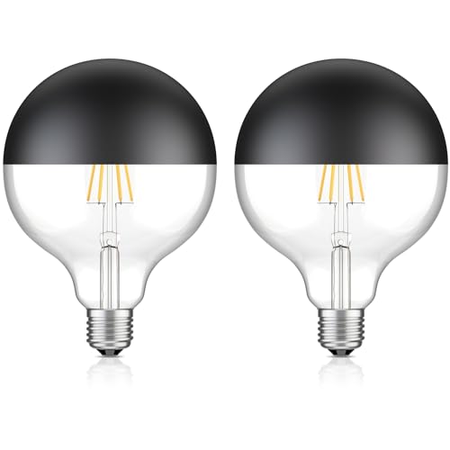 ledscom.de 2 Stück E27 LED Leuchtmittel, G125, warmweiß (2700 K), 6,7 W, 660lm, Kopfspiegel (schwarz) von ledscom.de