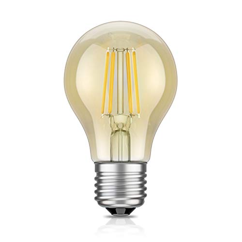 ledscom.de E27 LED Leuchtmittel, A60, extra warmweiß (2500 K), 4,2 W, 471lm, goldfarben, Glühbirne, E27 Sockel, Energie-Sparlampe, LED-Classic, Bulb, Filament, Birne, Birnen-Form von ledscom.de