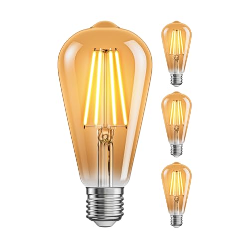 ledscom.de 4 Stück E27 LED Leuchtmittel, ST64, extra warmweiß (2500 K), 7,2 W, 814lm, 3-Stufen-Dimmer, goldfarben ledscom.de 4 Stück E27 LED Leuchtmittel, ST64, extra warmweiß (2500 K), 7,2 W, 814lm, 3-Stufen-Dimmer, goldfarben von ledscom.de