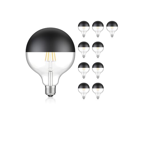 ledscom.de 10 Stück E27 LED Leuchtmittel, G125, warmweiß (2700 K), 6,7 W, 660lm, Kopfspiegel (schwarz) von ledscom.de
