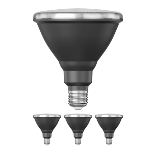 ledscom.de 4 Stück E27 LED Leuchtmittel, PAR38 kurzer Hals, weiß (4200 K), 16,1 W, 1379lm, 45°, Reflektorspiegel (silber) von ledscom.de