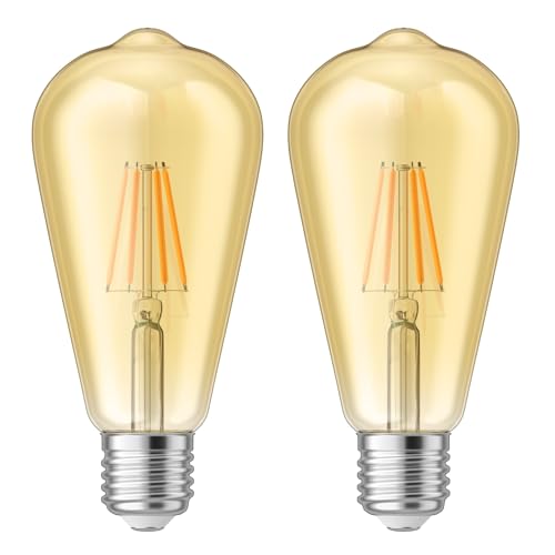 ledscom.de 2 Stück E27 LED Leuchtmittel, ST64, extra warmweiß (2200 K), 4 W, 489lm, goldfarben von ledscom.de