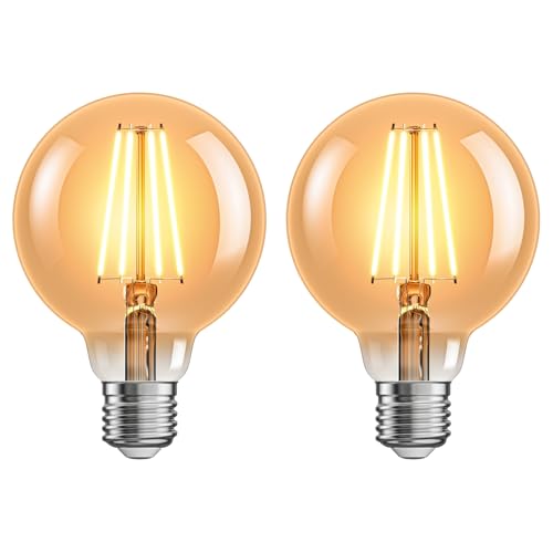 ledscom.de 2 Stück E27 LED Leuchtmittel, G95, extra warmweiß (2500 K), 7,3 W, 818lm, 3-Stufen-Dimmer, goldfarben ledscom.de 2 Stück E27 LED Leuchtmittel, G95, extra warmweiß (2500 K), 7,3 W, 818lm, 3-Stufen-Dimmer, goldfarben von ledscom.de