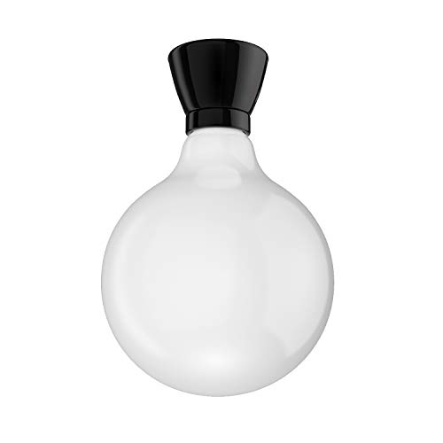 ledscom.de E27 Porzellan Lampen-Fassung MINZ, rund, schwarz, inkl. E27 Lampe (warmweiß, 6,191W, 845lm) von ledscom.de