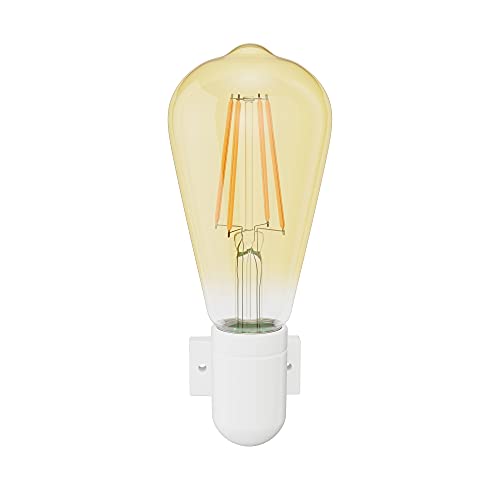 ledscom.de E27 Porzellan Wand-Fassung FEL, weiß, inkl. LED Vintage gold max. 814lm extra-warmweiß 3-Stufen von ledscom.de