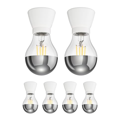 ledscom.de 6 Stück E27 Porzellan Lampen-Fassung MINZ, rund, weiß, inkl. LED Lampe (warmweiß 3,95W 461lm) von ledscom.de