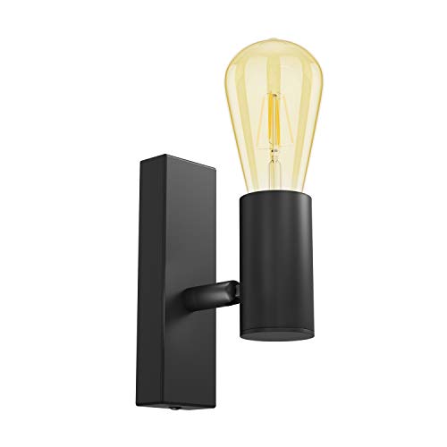 ledscom.de E27 Vintage Wand-Leuchte FARE, Retro, schwarz, schwenkbar, 1-flammig, inkl. E27 Lampe gold 3,83W extra-warm-weiß 489lm von ledscom.de