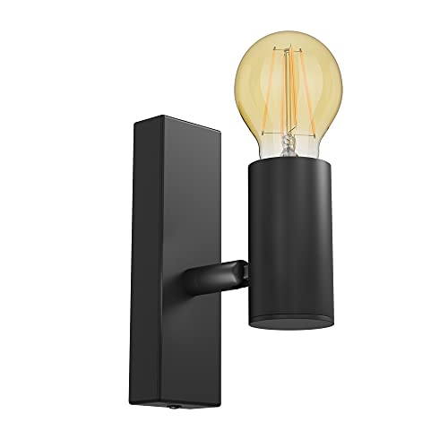 ledscom.de E27 Vintage Wand-Leuchte FARE, Retro, schwarz, schwenkbar + LED Lampe gold max. 778lm, 3-Stufen dimmen, extra-warmweiß von ledscom.de