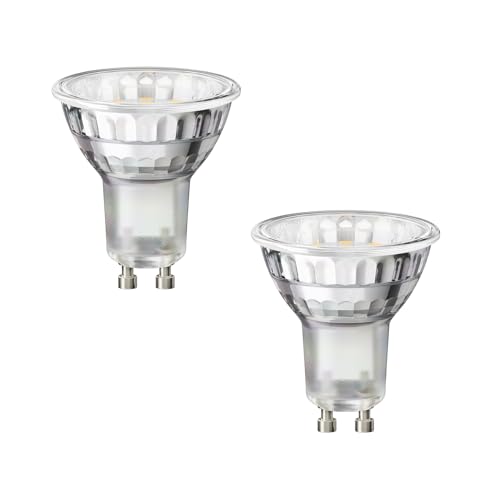 ledscom.de 2 Stück GU10 LED Leuchtmittel, PAR16, weiß (4000 K), 2,1 W, 206lm, 118°, Reflektorspiegel (silber) von ledscom.de