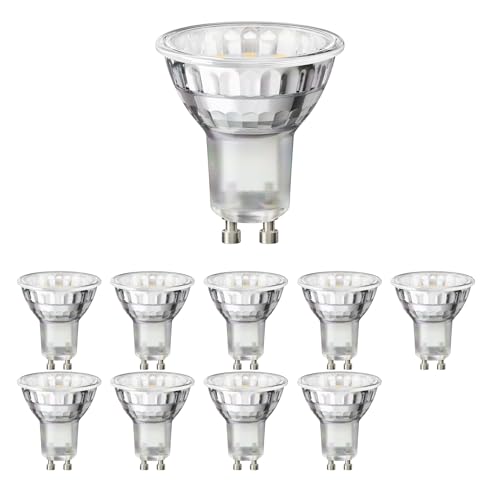 ledscom.de 10 Stück GU10 LED Leuchtmittel, PAR16, weiß (4000 K), 2,1 W, 206lm, 118°, Reflektorspiegel (silber) von ledscom.de