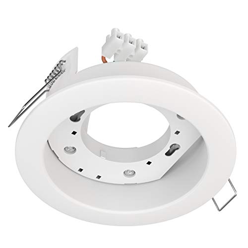 ledscom.de Deckeneinbauleuchte ZOBE II, weiß matt, rund, 107mm Ø, 1x GX53 max. 25W, Deckenstrahler, Einbauleuchte, Halterung, Deckenlampe, Deckeneinbaustrahler, Spots, Einbaustrahler, Einbaurahmen von ledscom.de