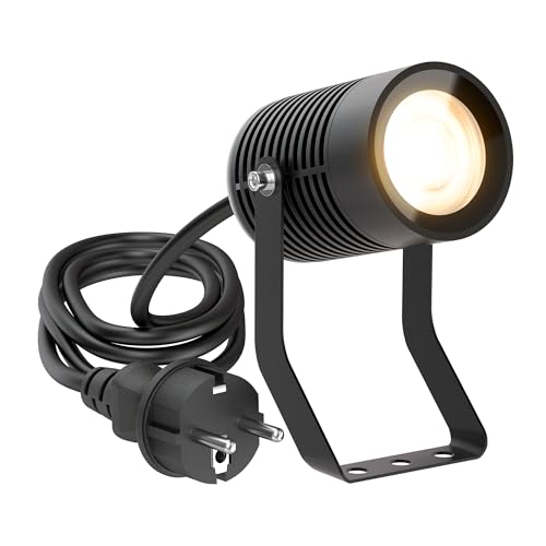 ledscom.de Gartenstrahler SHINGA für außen, IP65, Stecker, schwarz, inkl. GU10 LED Lampe 1103lm, warmweiß von ledscom.de