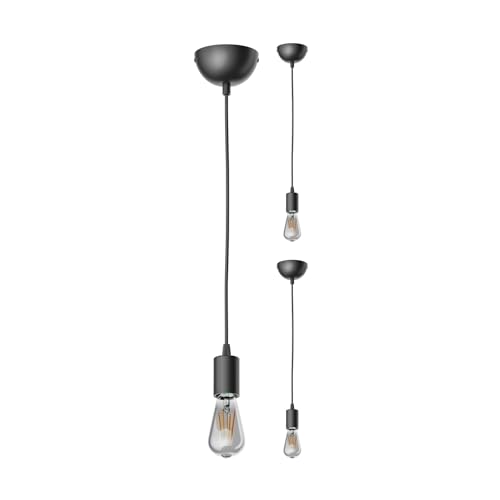 ledscom.de 3 Stück Pendelleuchte DORI, schwarz matt + LED Lampe 240lm, extra-warmweiß von ledscom.de