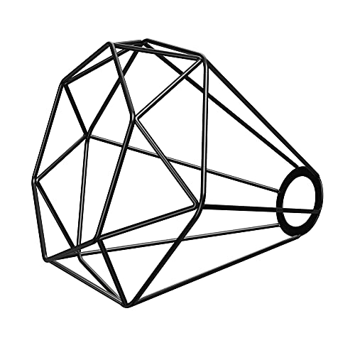 ledscom.de Käfig-Lampenschirm, schwarz, 200mm Ø, Leuchtenschirm, Ersatzschirm, Haengeleuchtenschirm, Haengelampenschirm, Metall-lampenschirm, Käfig-lampenschirm, Vintage-lampenschirm von ledscom.de