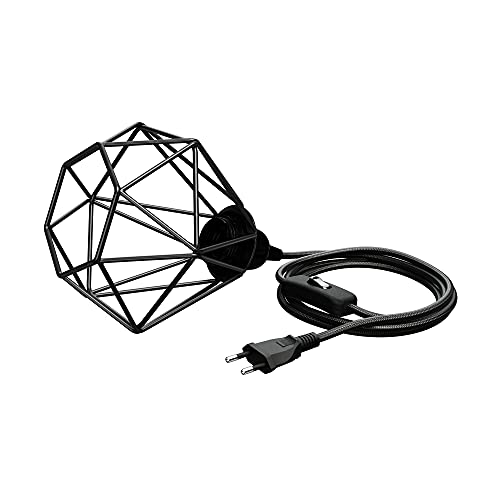 ledscom.de Käfig-Leuchte klein, Textilkabel LEKA schwarz, Stecker, Schalter und E27 Fassung, 3 m von ledscom.de