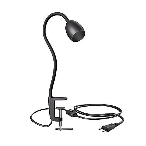 ledscom.de Klemmleuchte, Schwanenhals KLUK, Schalter, schwarz matt, 1x GU10 max. 60W von ledscom.de