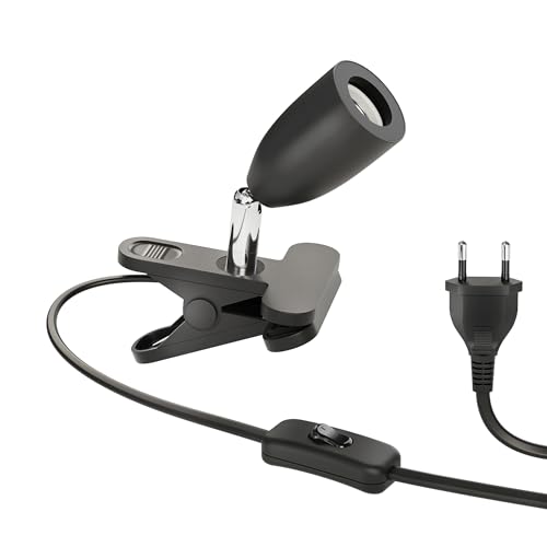 ledscom.de Klemmleuchte LIK, Schalter, schwarz matt, 1x E27 max. 60W von ledscom.de