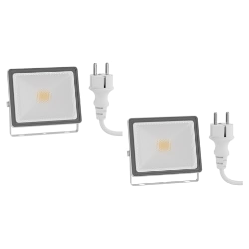 ledscom.de 2 Stück LED Gartenstrahler FLIN für außen, IP66, Stecker, 11,5 W, 837lm, warmweiß von ledscom.de