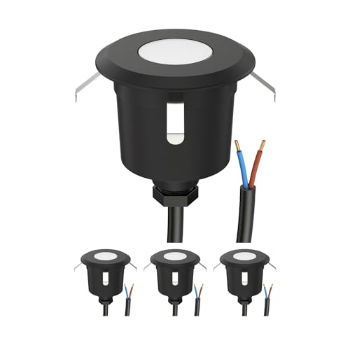 ledscom.de 4 Stück LED Bodeneinbauleuchte AGENA für außen, IP65, schwarz, rund, 60mm Ø, kaltweiß von ledscom.de