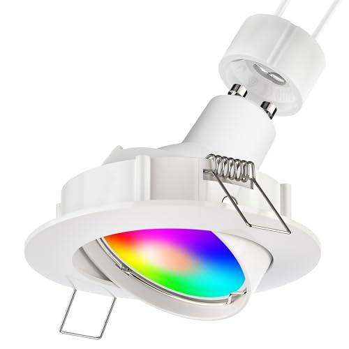 ledscom.de LED Decken-Einbaustrahler CIRC schwenkbar weiß inkl. Smart Home RGBW GU10 LED Lampe, 5,41W, 473lm von ledscom.de