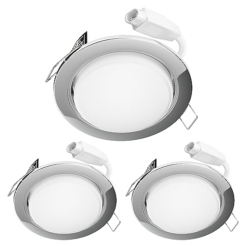 ledscom.de LED Decken-Einbaustrahler RUBA chrom je 644lm weiß 3-Stufen Dimmen ohne Dimmer rund flach 107mm Ø Lochkreis ca. 83-100mm Ø 3er Set ledscom.de LED Decken-Einbaustrahler RUBA chrom je 644lm weiß 3-Stufen Dimmen ohne Dimmer rund flach 107mm Ø Lochkreis ca. 83-100mm Ø 3er Set von ledscom.de