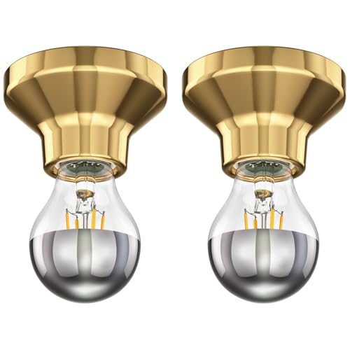ledscom.de 2 Stück LED Deckenleuchte Elektra Porzellan gold inkl. E27 Kopfspiegel Lampe 461lm warm-weiß von ledscom.de