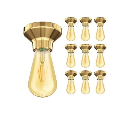 ledscom.de 10 Stück LED Deckenleuchte Elektra Porzellan gold inkl. E27 Lampe 3,83W extra-warm-weiß 489lm von ledscom.de
