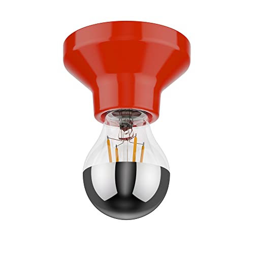 ledscom.de LED Deckenleuchte Elektra Porzellan rot inkl. E27 Kopfspiegel Lampe 667lm warm-weiß von ledscom.de