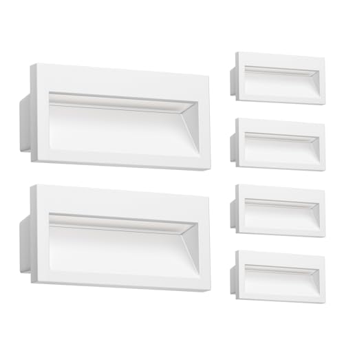 ledscom.de 6 Stück LED Wandeinbauleuchte NOLA, Downlight für außen, IP54 matt, 140 x 70mm, warmweiß von ledscom.de