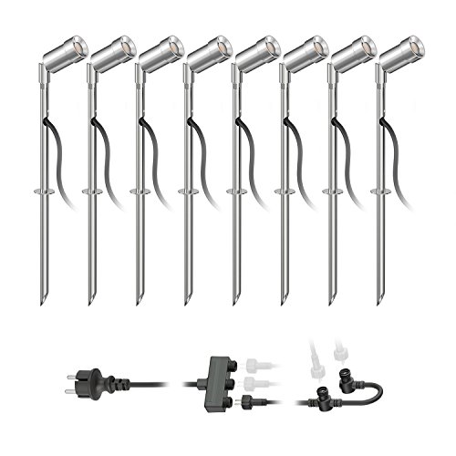 ledscom.de LED Gartenstrahler Spico mit Erdspieß für außen IP44 je 105lm warm-weiß 8er Set von ledscom.de