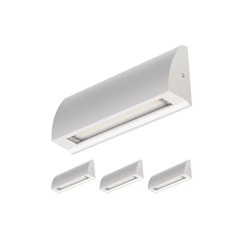 ledscom.de 4 Stück LED Wandleuchte/Treppenlicht SEGIN für außen, IP54, flach, Downlight matt, eckig, 6,2 W, 566lm, warmweiß von ledscom.de