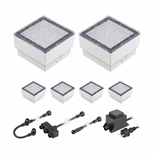 ledscom.de LED Pflaster-Stein Gorgon Boden-Einbauleuchte für außen, 10x10cm, 12V, warm-weiß 6er Set von ledscom.de