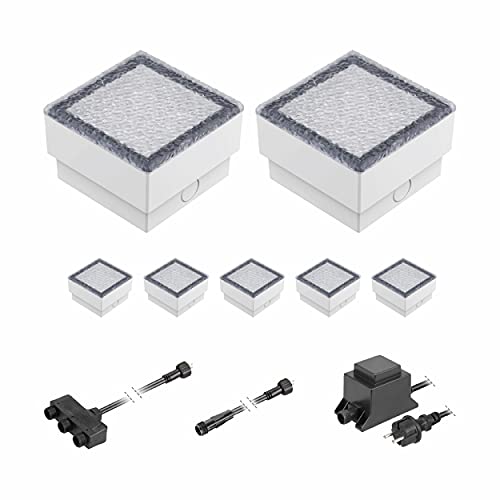 ledscom.de LED Pflaster-Stein Gorgon Boden-Einbauleuchte für außen, 10x10cm, 12V, warm-weiß 7er Set von ledscom.de