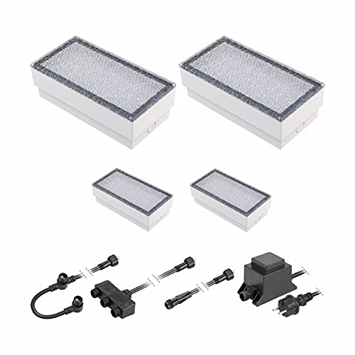 ledscom.de LED Pflaster-Stein Gorgon Boden-Einbauleuchte für außen, 20x10cm, 12V, kalt-weiß 4er Set von ledscom.de