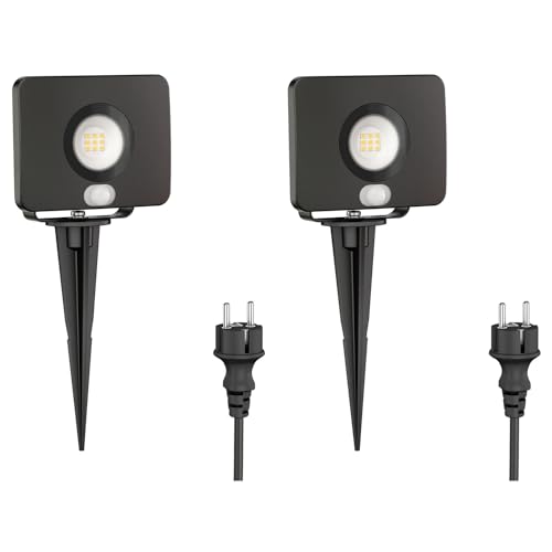 ledscom.de 2 Stück LED Gartenstrahler Wega mit Erdspieß für außen mit Bewegungsmelder, schwarz 10,837W 944lm warm-weiß ledscom.de 2 Stück LED Gartenstrahler Wega mit Erdspieß für außen mit Bewegungsmelder, schwarz 10,837W 944lm warm-weiß von ledscom.de